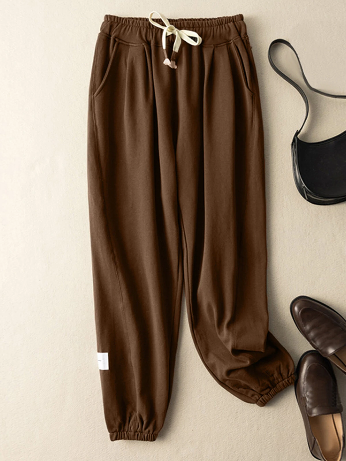 Elastic Waist Drawstring Pocket Casual Women Sweatpants 5 Elastic Waist Drawstring Pocket Casual Women Sweatpants - Image 5