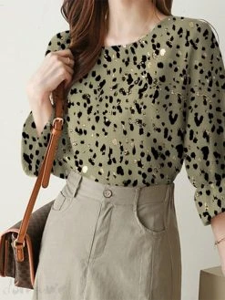 Random Allover Print Crew Neck Casual 3/4 Sleeve Blouse 20 Random Allover Print Crew Neck Casual 3/4 Sleeve Blouse -Zanzea Shop b51ad6f0 d7b6 419e b700 75b5d482bb94