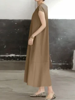 Women Solid Short Sleeve Casual Crew Neck Dress -Zanzea Shop b58dead3 087a 4dc2 85f6 144e2dc84df2