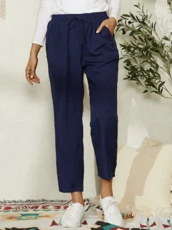 Casual Solid Color Elastic Waist Plus Size Pencil Pants