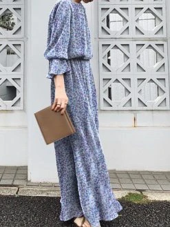 Floral Print Long Bell Sleeve Crew Neck Slit Maxi Dress 11 Floral Print Long Bell Sleeve Crew Neck Slit Maxi Dress -Zanzea Shop b5fa79c6 b2dd 4e25 b70a 05d640227ec8
