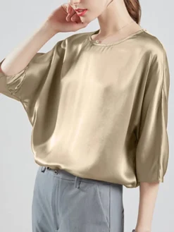 Solid Loose Dolman Sleeve Satin Crew Neck Women Blouse 23 Solid Loose Dolman Sleeve Satin Crew Neck Women Blouse -Zanzea Shop b6189753 1df1 4238 9096 aff65190f6f9