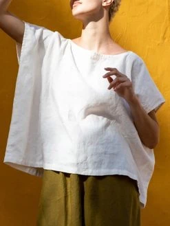 Solid Short Sleeve Crew Neck Casual Loose T-shirt -Zanzea Shop b630edb7 f0d8 4dcd 9543 62177519c7ef