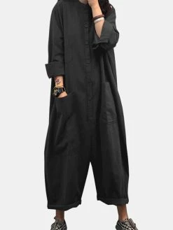 Solid Color Plain Button Pocket Long Sleeve Casual Jumpsuit For Women 10 Solid Color Plain Button Pocket Long Sleeve Casual Jumpsuit For Women -Zanzea Shop b63a0aac a668 4cab 9deb 9ccb489ba3c1
