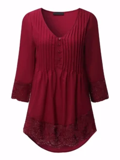 Sexy V Neck Lace Crochet 3/4 Sleeve Slim Blouse For Women 15 Sexy V Neck Lace Crochet 3/4 Sleeve Slim Blouse For Women -Zanzea Shop b6b9564b a284 4c11 82d5 15cffb43779b