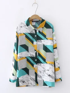 Color Block Button Front Long Sleeve Lapel Casual Shirt -Zanzea Shop b861226c 54b1 45ad 8498 1619268995a5