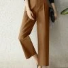 Solid Pocket Straight Leg Tailored Pants For Women