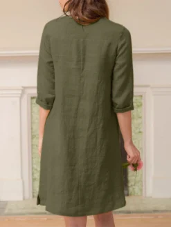 Solid Dual Pocket Slit Hem V-neck 3/4 Sleeve Vintage Dress 22 Solid Dual Pocket Slit Hem V-neck 3/4 Sleeve Vintage Dress -Zanzea Shop b8e3b05d d2ca 4c9d 9b75 017c54a2b7c2