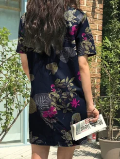 Flower Leaves Print Short Sleeve Crew Neck Vintage Dress 21 Flower Leaves Print Short Sleeve Crew Neck Vintage Dress -Zanzea Shop b9689527 a211 427e 8490 b159430b399f