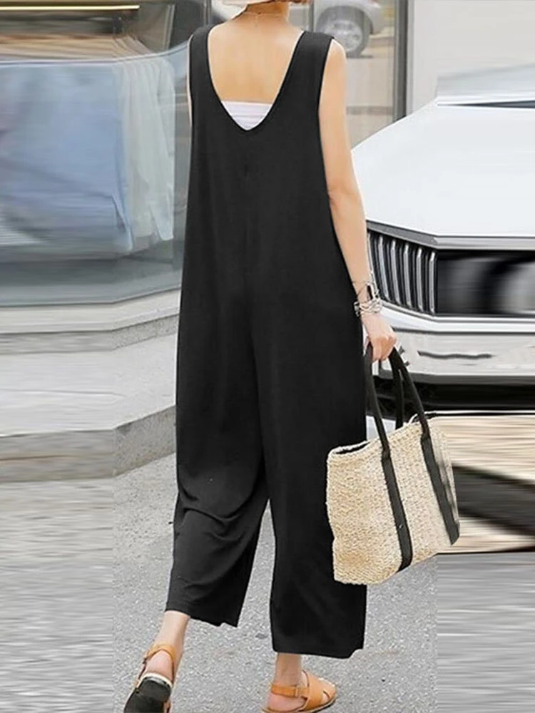 Solid Backless Sleeveless Casual Jumpsuit 2 Solid Backless Sleeveless Casual Jumpsuit - Image 2