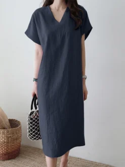 Solid V-neck Short Sleeve Dress For Women 15 Solid V-neck Short Sleeve Dress For Women -Zanzea Shop ba29680b 3aae 45e8 b5a3 eb95d084220f