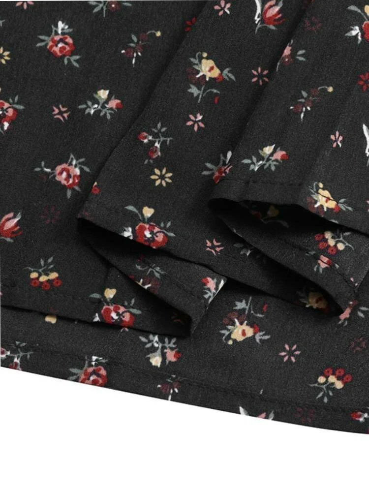 Floral Print Long Sleeves V-neck Casual Dress For Women 5 Floral Print Long Sleeves V-neck Casual Dress For Women - Image 5