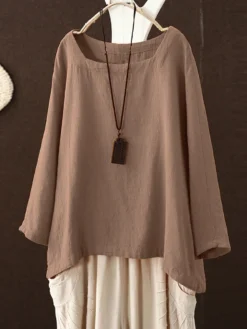 Solid Color Crew Neck Long Sleeve Plus Size Blouse 12 Solid Color Crew Neck Long Sleeve Plus Size Blouse -Zanzea Shop ba855067 43b0 45f9 a9e7 26c8a61945d6