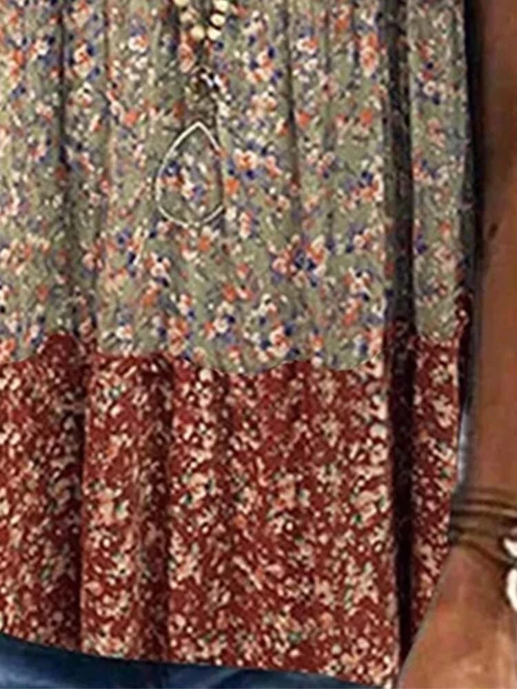 Women Ditsy Floral Print Color Block Patchwork Sleeveless Tank Top 4 Women Ditsy Floral Print Color Block Patchwork Sleeveless Tank Top - Image 4