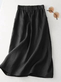 Elastic Waist Dual Pocket Solid Skirt For Women -Zanzea Shop bbd4710f 97eb 4eed bafa dd2c941e1569