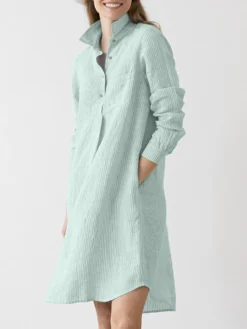 Stripe Print Pocket Button Half Placket Lapel Shirt Dress -Zanzea Shop bc09d689 d6f6 492b b0a5 85e05c00a288