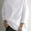 Solid Drop Shoulder 3/4 Sleeve Crew Neck Casual Loose T-shirt