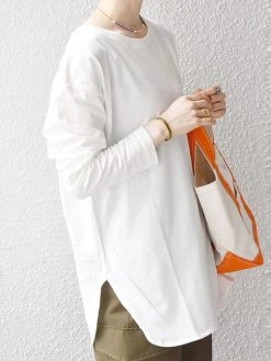 Solid Long Sleeve Slit Hem Long Sleeve T-shirt -Zanzea Shop bcdf2f19 7b8c 4e17 9494 3bd552b4ca74