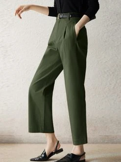 Solid Pocket Straight Leg Tailored Pants For Women -Zanzea Shop bd31003e 3251 4e07 91cb f6be5c38c17b