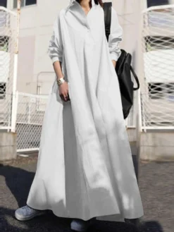 Women Solid Color Lapel Collar Long Sleeve Casual Dress 7 Women Solid Color Lapel Collar Long Sleeve Casual Dress -Zanzea Shop bdf85e4f ad06 45ec 8798 ff90a591670a