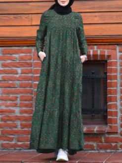 Floral Print Pocket Long Sleeve Casual Maxi Dress For Women -Zanzea Shop be38b426 8d66 4ce2 96a5 1b3ceece7a2c