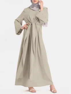 Solid Color Knotted Long Sleeve Maxi Muslim Dress 8 Solid Color Knotted Long Sleeve Maxi Muslim Dress -Zanzea Shop bea25746 0e6b 4b0e 9eec 91b2113c944b