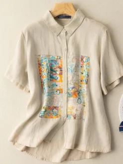 Flower Painted Loose Lapel Short Sleeve Casual Shirt -Zanzea Shop bf374dfd d4b3 45f2 a7a5 7a785c514bcf