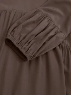 Solid Tiered Pleated V-Neck Casual Puff Sleeve Dress -Zanzea Shop bf584933 cc1a 450d 952b 6da21240a045