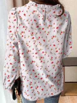 Radom Allover Floral Long Sleeve Ruffle Trim Stand Collar Blouse -Zanzea Shop bf59d1bc ecd3 4b4d a53b fd2cc33c0a8e