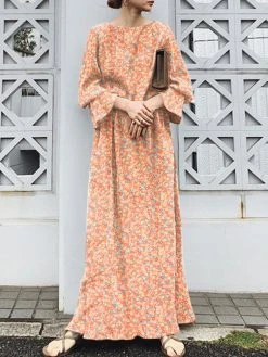 Floral Print Long Bell Sleeve Crew Neck Slit Maxi Dress 12 Floral Print Long Bell Sleeve Crew Neck Slit Maxi Dress -Zanzea Shop bffc84fa d5a2 4b18 8c76 25f7ed18be80