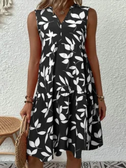 Women Allover Leaf Print V-Neck Tiered Sleeveless Dress 10 Women Allover Leaf Print V-Neck Tiered Sleeveless Dress -Zanzea Shop c198860a f142 4caf 845f 0cc4dd85187a