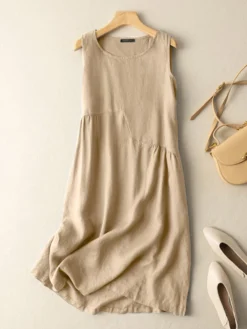 Solid Sleeveless Crew Neck Dress For Women -Zanzea Shop c1b89ea1 fa50 4435 bcaf 3169644b92c2