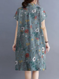 Flower Abstract Painted Print Button Pocket Lapel Midi Dress -Zanzea Shop c2bdc392 fdd2 48bb 9d2a 966166ea5985