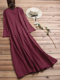 Women Vintage Cotton Tunic Baggy Long Sleeve Maxi Dress 16 Women Vintage Cotton Tunic Baggy Long Sleeve Maxi Dress -Zanzea Shop c2d70789 81c7 429e b958 ac2025379558