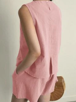 Solid Slit Back Pocket Elastic Waist Two Pieces Suit -Zanzea Shop c32e35ee f651 48d9 b549 e499f3d7686c