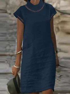 Women Hollow Lace Splice High Neck Cotton Plain Dress 9 Women Hollow Lace Splice High Neck Cotton Plain Dress -Zanzea Shop c3c50e47 22c0 4ec4 8b5d dd0adcd21689