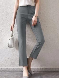 Solid Zip Front Casual Pants For Women -Zanzea Shop c3c7e3ef 0189 4989 9a6b 8b47c1000f3c