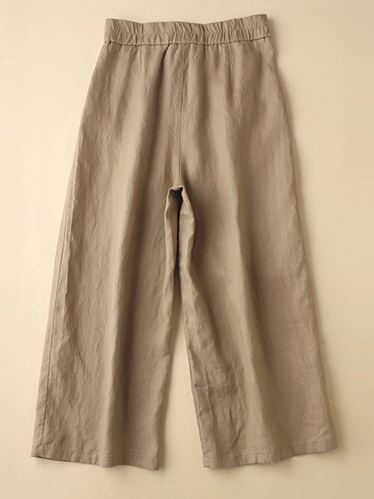 Solid Pocket Zip Front Elastic Waist Straight Leg Pants 2 Solid Pocket Zip Front Elastic Waist Straight Leg Pants - Image 2