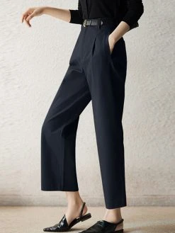 Solid Pocket Straight Leg Tailored Pants For Women -Zanzea Shop c4730948 77a9 48a5 98b5 6fe0bb3bdc6d
