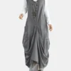 Irregular Solid Color Sleeveless Loose Dress For Women