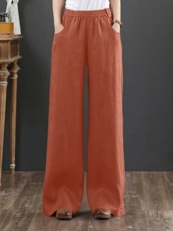 Solid Pocket Straight Leg Pants For Women -Zanzea Shop c4b22b68 ab7d 489d a4e7 a4e2a9d0f477