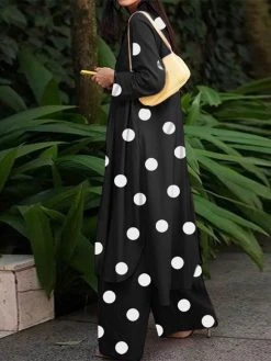 Allover Polka Dot Print Pocket Two Pieces Suit -Zanzea Shop c503c438 6e58 4dc1 ba25 fe66f61369ed