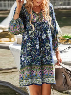 Bohemian Floral Print V-neck Dress For Women 12 Bohemian Floral Print V-neck Dress For Women -Zanzea Shop c56618c1 3be4 45df ae99 866299c6e8fa