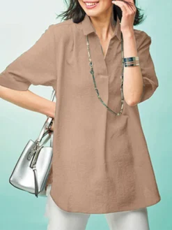 Women Solid Color Lapel Casual Short Sleeve Shirt 11 Women Solid Color Lapel Casual Short Sleeve Shirt -Zanzea Shop c5683de3 3f10 4712 ad00 471014c8ba6a