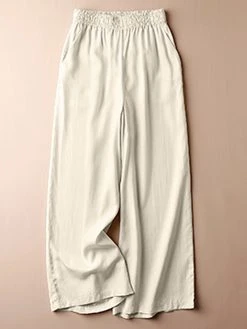 Women Solid Elastic Waist Pocket Wide Leg Pants -Zanzea Shop c750ddcb ba7f 4014 a693 5a9ba375c190