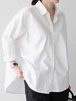 Solid Drop Shoulder Slit High-low Button Shirt -Zanzea Shop c751b4c3 b01e 41ff 9e7d 669f11bbfb81
