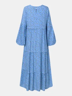 Women Ethnic Floral Print Patchwork Puff Long Sleeves O-neck Dress -Zanzea Shop c7aa21fd eb8f 4a84 b2ed 23a0fc850288