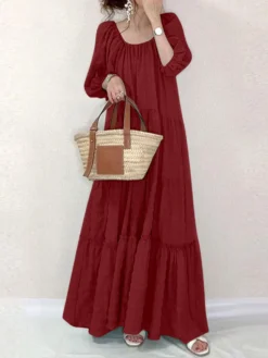 Solid Square Collar Ruffle Casual Maxi Dress 7 Solid Square Collar Ruffle Casual Maxi Dress -Zanzea Shop c7b1f43e 896f 49dd 8b39 b189eab713b3