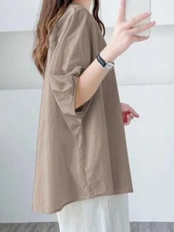 Solid Dolman Sleeve Loose Crew Neck Casual Blouse -Zanzea Shop c8256dcf 0710 439c b7fb f05eec5e9e6b