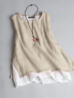 Women Contrast Patchwork Side Split Sleeveless Tank Top -Zanzea Shop c8927958 4388 439e b0e8 3cf48fbe626b